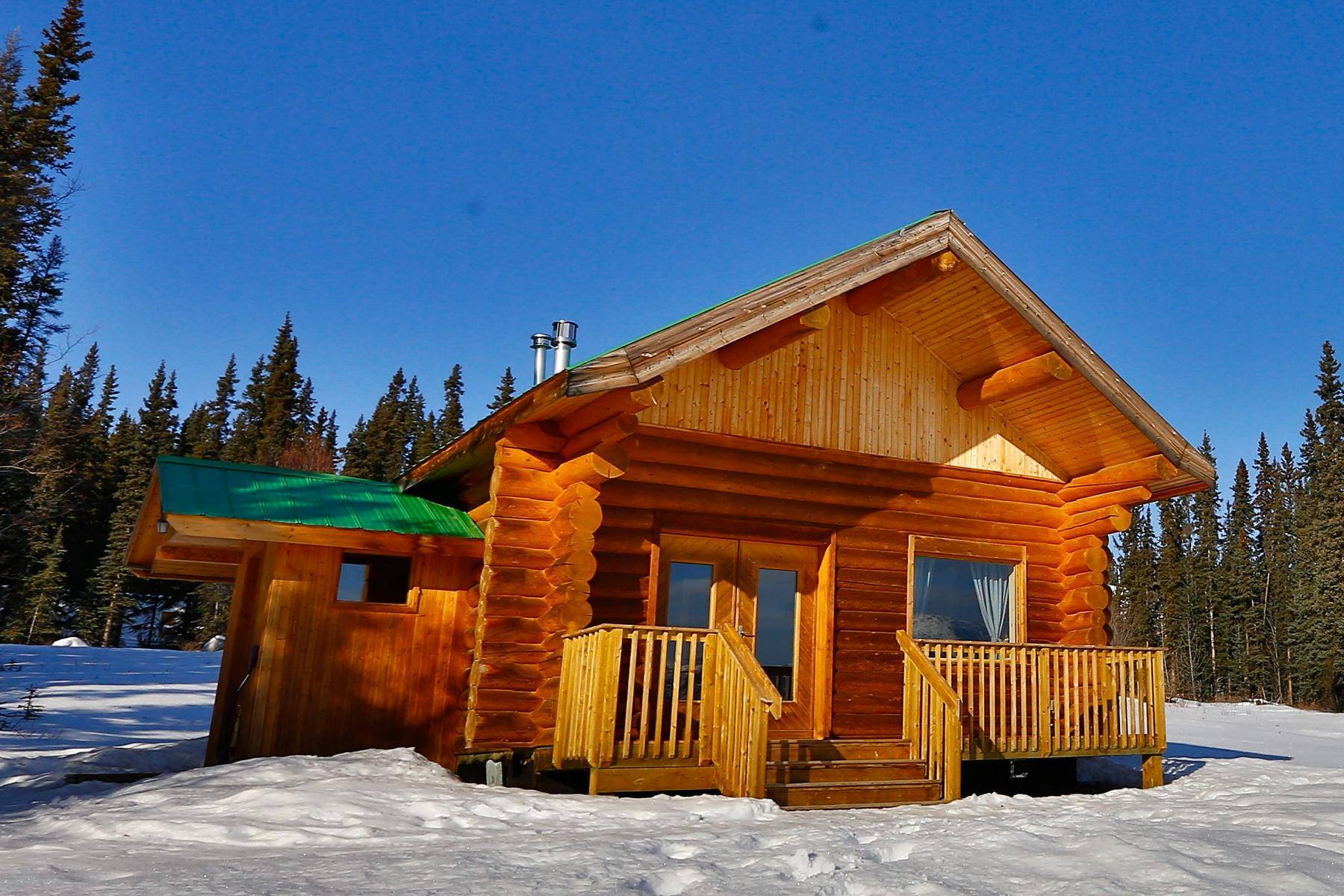 Front of the family cabin in winter